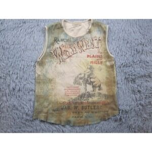 Skinny Minnie Womens‎ Large Shirt Sleeveless Casual Wraparound Print Round Neck